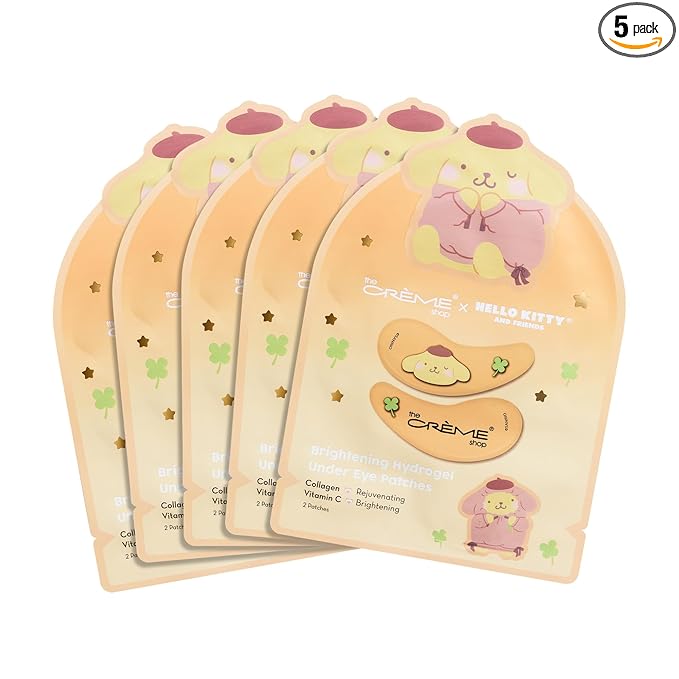 The Crème Shop x Pompompurin Under Eye Patches, Hydrogel Under Eye Mask for Dark Circles, Puffy Eyes, and Under Eye Bags, Korean Skincare (Pack of 5)