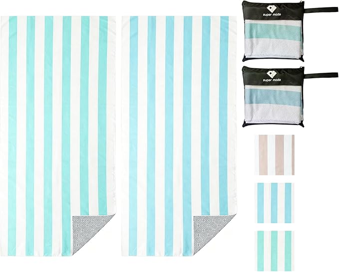 PY SUPER MODE 2 Pack Beach Towel - 75 x 35 inches Quick Dry Microfiber Beach Towels Oversized, Lightweight Soft and Absorbent Bath Towel Suitable for Swimming Pool Camping for Kids & Adults