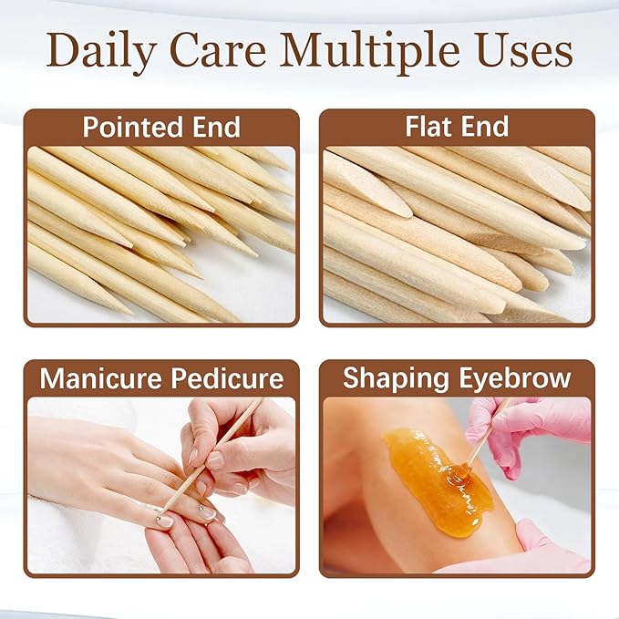 GOLD HONEY 500PCS Orange Sticks for Nails in Bags - 4.5 Inch Double Sided Orange Wood Sticks for Nails Used - Professional Manicure & Cuticle Remover - Manicure Pedicure Tool