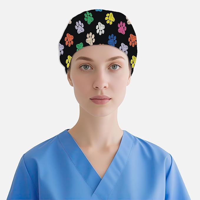 2 Pcs Working Cap with Sweatband for Women Men, Adjustable Cleaning Working Hats, Nurse Surgical Caps
