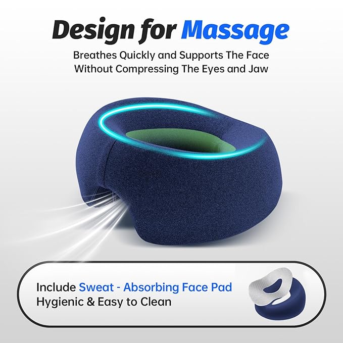 xiaomubiao Face Down Pillows for Massage Table, Massage Headrest for Bed, Face Pillow for Stomach Sleeping, BBL Pillow After Surgery Post Eye Surgery & Vitrectomy Recovery, Removable Cover Navy Blue