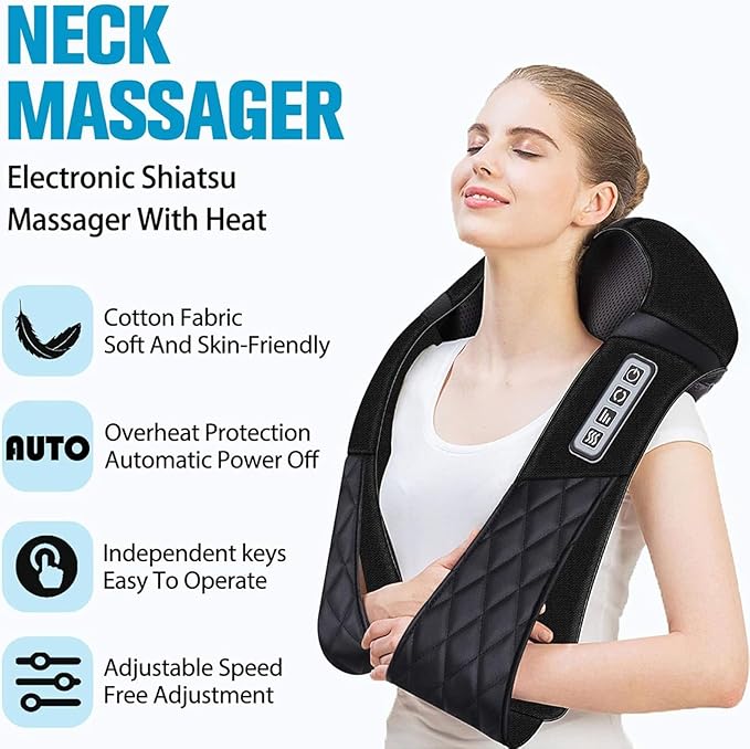 VIKTOR JURGEN Gifts for Women & Men, Shiatsu Neck and Shoulder Massager with Heat Deep Tissue Kneading Sports Recovery Massagers for Back, Foot, Relaxation Gifts for Wife, Husband, Him, Her