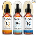 TruSkin Face Serum Trio - Vitamin C, Retinol & Hyaluronic Acid Anti-Aging Serums for Face - AM, PM & All-Day Skincare Routine - Brightening, Smoothing & Hydrating Facial Serums, 1 fl oz Each