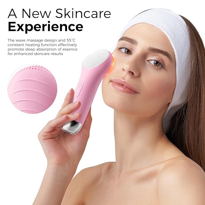 Face Scrubber Facial Cleansing Brush - Waterproof and Rechargeable Face Cleansing Brush with 4 LED Gentle Light, Cleansing, Exfoliating and Massaging, Electric Face Scrub Brush for Men & Women