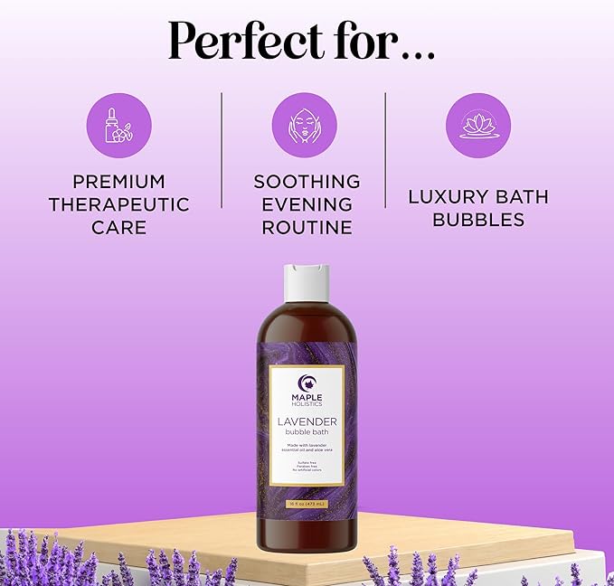 Premium Lavender Bubble Bath for Women - Moisturizing Foaming Bath Bubbles for Adults with Chamomile Clary Sage & Lavender Aromatherapy Oils for Relaxing Self Care - Paraben & Sulfate Free (16 Fl Oz)
