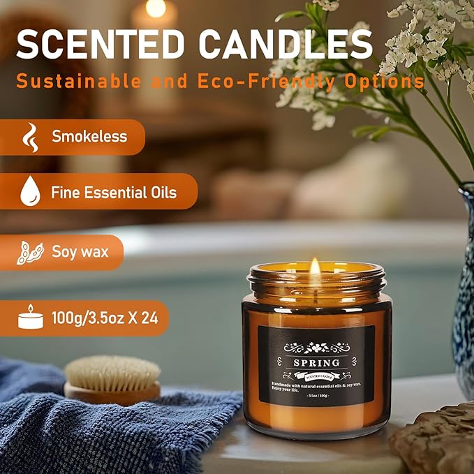 YOROXRG 24 Pcs Scented Candles with Added Natural Essential Oils, 3.05oz, Suitable for Various Festivals, Parties, Yoga, and Home Scene