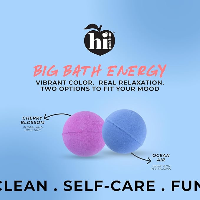 Hi Peach Layne Ocean Air Bath Bombs 12-Pack (3.5 oz Each) – Vegan, Clean Beauty Spa Gifts for Mom, Mothers Day Gifts for Women