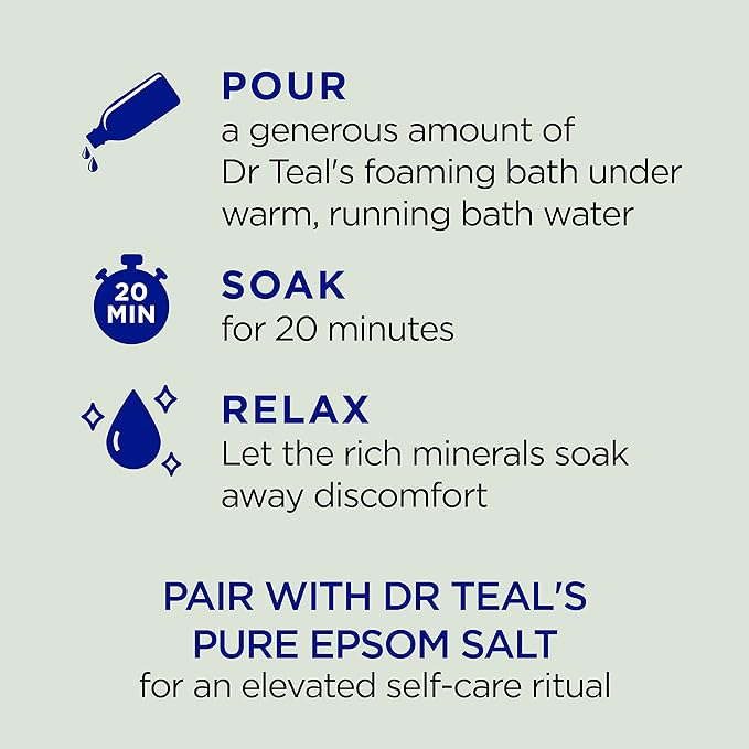 Dr Teal's Foaming Bath with Pure Epsom Salt, Relax & Relief with Eucalyptus & Spearmint, 34 fl oz (Packaging May Vary) (Pack of 2)