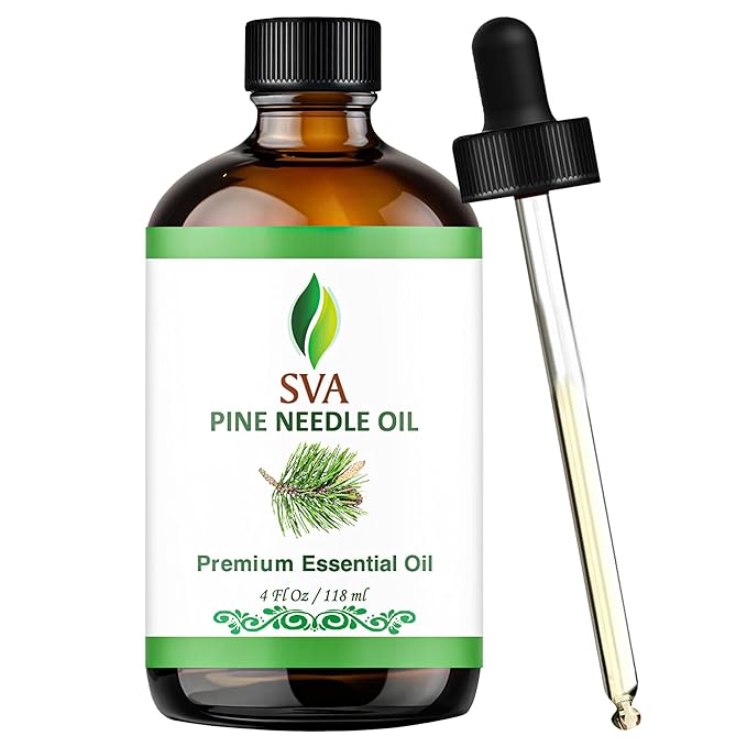 SVA Pine Needle Essential Oil – 4 Fl Oz – 100% Natural Pine Needle Oil - for Diffuser, Hair Care, Face, Skin Care, Aromatherapy, Scalp and Body Massage, Soap and Candle Making – with Dropper