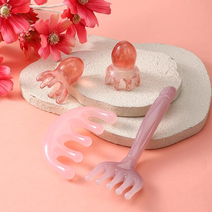 4 PCS Head Massager Scalp Comb Resin Scalp Stress Relax Tool Hair Gua Sha Comb for Heads and Body Relaxation Hair SPA Acupressure Gifts for Birthday Mother's Day Father's Day