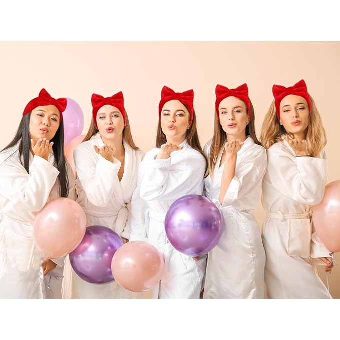 Semato 8 Pcs Red Spa Headband Skincare Headbands for Women Gifts and Party Supplies (red)