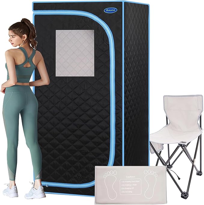 1 Person Portable Infrared Sauna, Full Size Portable Sauna Tent for Home, 1,020watt, Far Infrared Sauna Tent,with Heating Foot Pad,Portable Chair, L31.5 x W31.5 x H68.9