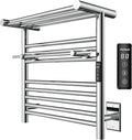 P&Dlusir Heated Towel Warmer with Top Shelf, Heated Towel Rack for Bathroom, H 19.69" x W 19.69", Wall Mounted Towel Warmer Rack, Hard-Wired/Plug-in, Polished