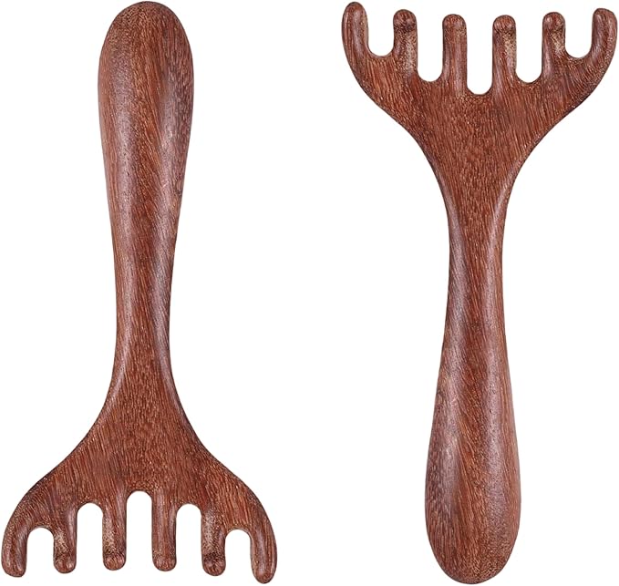 2 PCS Wood Scalp Massager Portable Head Scratcher Massage Comb Head Massage Tool Wide Tooth Massage Comb 6 Claws Scalp Comb Wooden Massage Heads Comb for Back Legs Feet