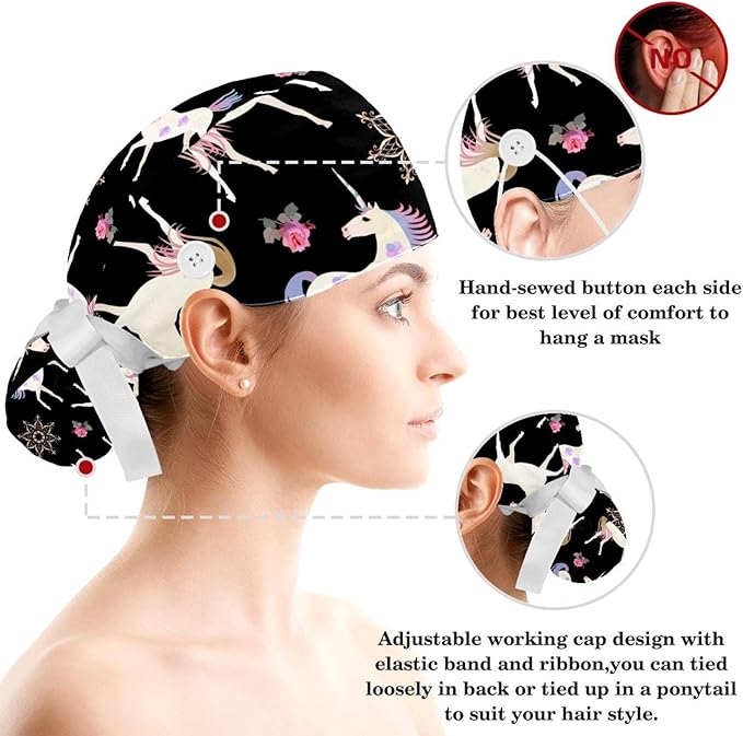 Women's Working Caps with Scrunchies Tarot Pattern Background Lace-Up Hat Unisex Hair Covers One Size