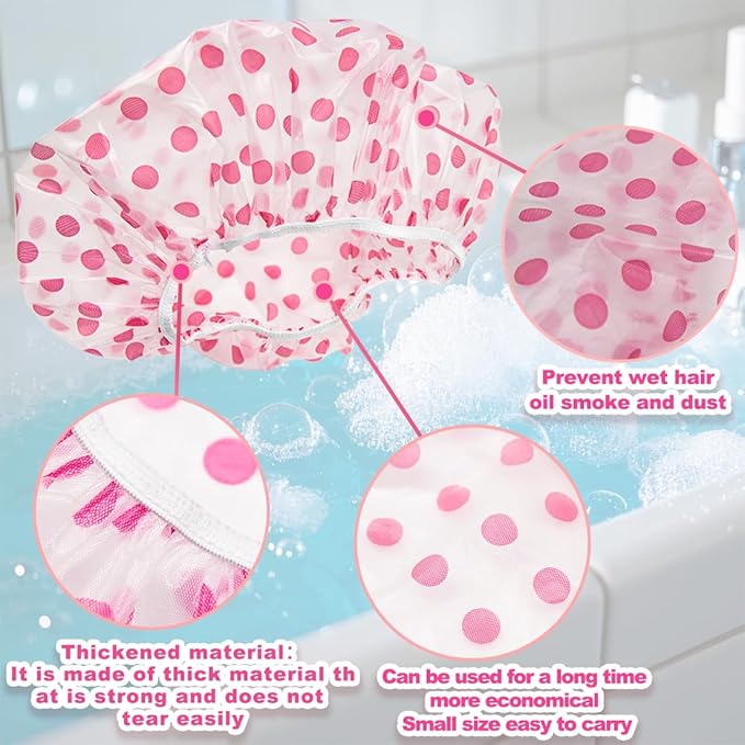 18 Pack Shower Caps for Women,Waterproof Reusable & Disposable Adjustable Bath Caps For Spa Long Hair Travel Saunas (Red)