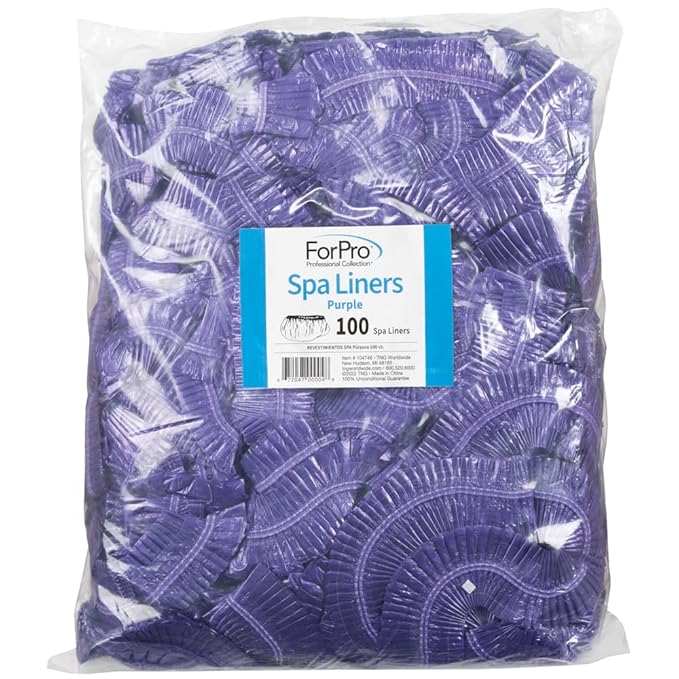 ForPro Spa Liners, Fit All Pedicure Spas, Disposable Pedicure Liners, Purple, 100-Count (Pack of 2)