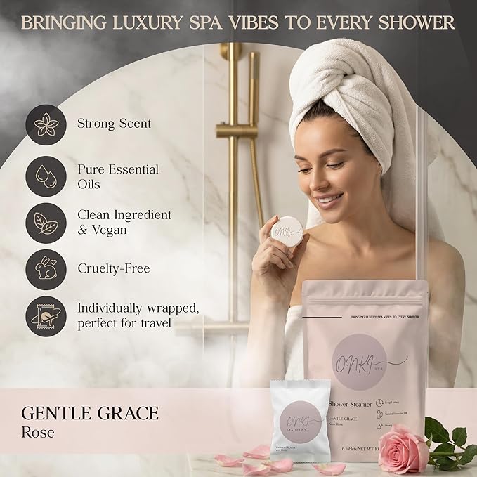 Shower Steamers Aromatherapy 6 Pack – Relaxation, Self Care, Stress Relief, Spa Gifts for Women & Men (Rose) Mother’s Day Gifts for Mom, Wife from Husband, Grandma, Daughter and Sister