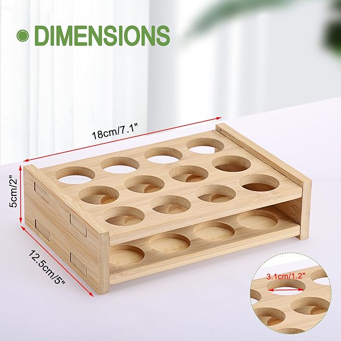 12 Slots Essential Oils Holder Essential Oil Bottle Storage Rack for 5ml 10ml 15ml Makeup Display Stand for Perfume Nail Polish Shelf Tabletop