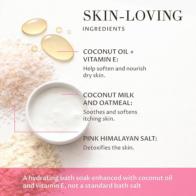 Coco Escape Coconut and Vanilla Aromatherapy Bath Soak, Relaxation Support, Skin Softening, Hydrating, Mineral-Rich, for Dry Sensitive Skin