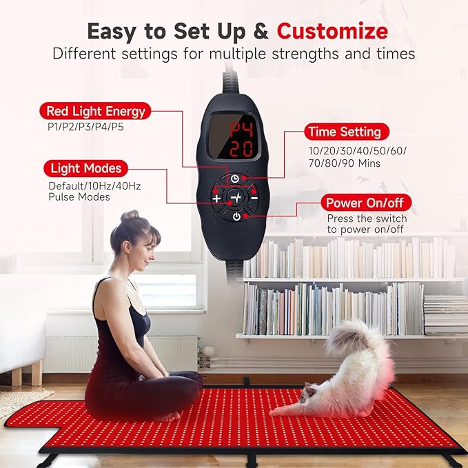 LITDUCK Body Red Light Therapy Mat, Eligible Red Light Therapy Blanket, 2in1 LEDs(660nm& 850nm), Premium Leather, Adjustable Timer & Intensity, 74.6” x 33.3” 2570 LEDs