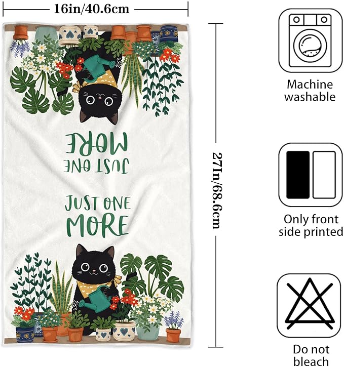 Accnicc 2 Pack Black Cat Bathroom Hand Towels Decorative Potted Plants Dish Kitchen Towel 16x27 Inch Cute Botanical Cactus Absorbent Soft Microfiber Bath Towels Hotel Spa Decor