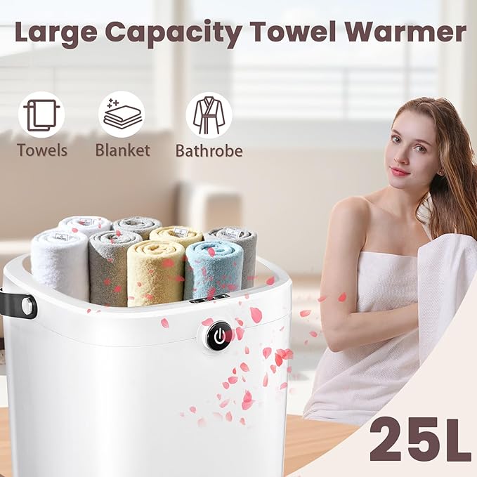 Towel Warmers for Bathroom Bucket, Luxury Large Spa Towel Hot Warmer Bucket Style-Hot Towels in 10 Minutes-Fits Up to Two 40"X70" Oversized Towels - Bathrobe, Towel, Blanket-Gray