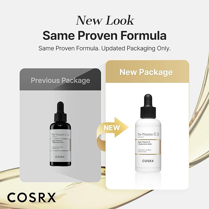 COSRX Pure Vitamin C 13% Serum (Renewal) with Vitamin E & Hyaluronic Acid, Korean Vitamin C Serum, Hydrating Facial Serum for Uneven Skin Tone, Dull Skin, 0.67 oz, Korean Skin Care, Mothers Day Gifts