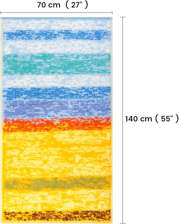 SEMAXE Colorful Striped Bath Towel, 100% Cotton Bath Towel with Hanging Loop, 55 x 27 Inch, Soft Absorbent & Quick Dry, for Bathroom & Travel