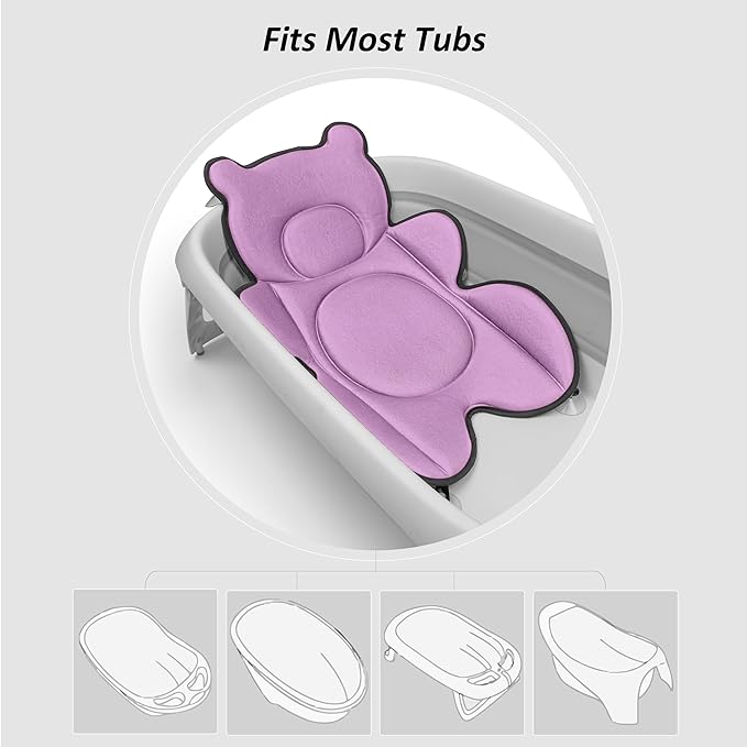 Infant Baby Bath Cushion,Fits Inside Most Baby Bathtubs, Breathable Soft Baby Bath Support Seat,Baby Bath Pad Bath Pillow for Bathtub,Newborn Bath Mat with 4 Suction Cups (Pink)
