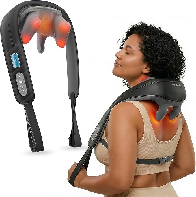 COMFIER Hands-Free Neck and Shoulder Massager with Heat, Cordless 4D Deep Tissue Kneading Back Massager, Rechargeable Shiatsu Massage for Pain Relief, Home, Office & Housework