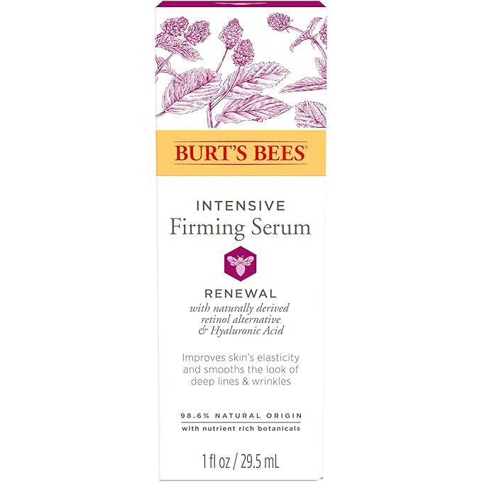 Burt's Bees Renewal Intensive Firming Serum With Natural Retinol Alternative and Hyaluronic Acid, Powerful Anti-Aging Ingredients, 98.6 Percent Natural-Origin Skin Care, 1 fl. oz. Bottle