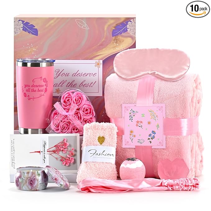Gifts For Women,Birthday Presents,Birthday Gift Sets,Get Well Gift Baskets,Self-Care Gift Sets Featuring Blankets,Mug, Scented Candle,Soothing Spa Care Sets—Heartwarming Gift Exclusively For Women