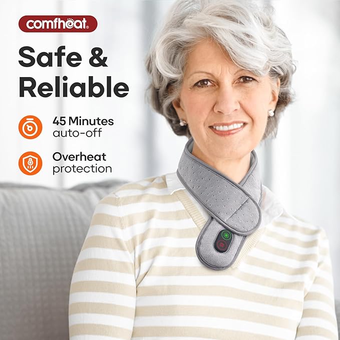Cordless Neck Heating Pad with Vibration Massager for Pain Relief, Rechargeable Heated Neck Wrap FSA Eligible HSA for Soreness Stiffness, 3 Heat Levels & Vibrations, 3000mAh Battery Included