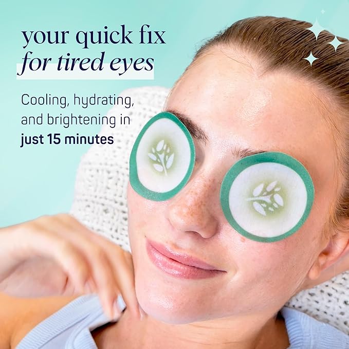 SpaLife Cooling Cucumber Eye Pads | Mothers Day Gifts & Korean Dark Circles & Puffy Eyes Treatment | Nourishing Cucumber Eye Pads | Eye Mask for Puffy Eyes Daily Depuffing Eye Patches | 4 Packs of 12