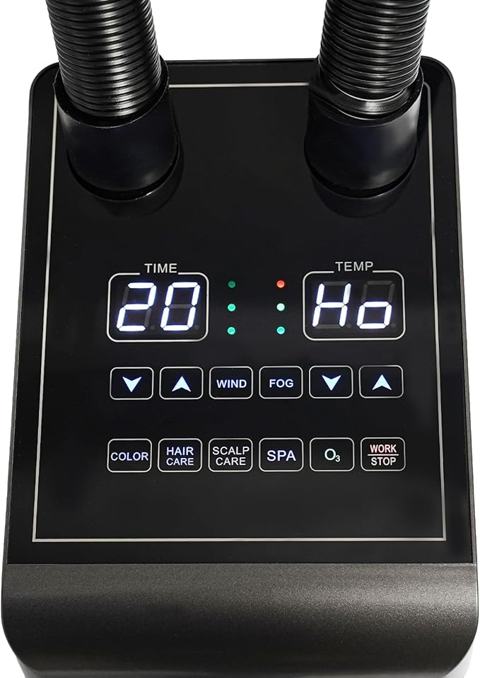 800W Nano Hooded Hair Steamer, Professional Micro Mist Hair Care Steamer with 2 Steam Caps, Salon Hair Deep Conditioning Machine with Adjustable TEM 33.8-167℉ & Timer for Home Salon SPA Use (Black)