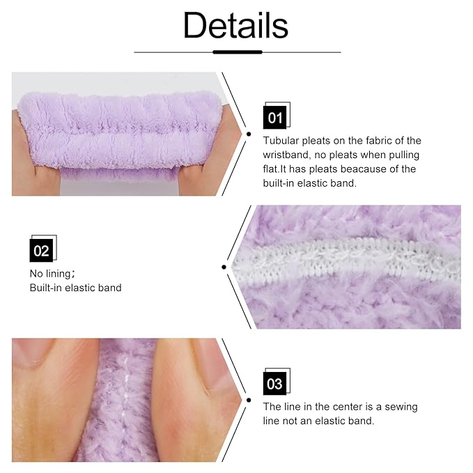 WHAVEL 6PCS Spa Headband and Wristbands Set, Face Wash Headband Wrist Bands for Washing Face Makeup Skincare Hair Band Skin Care Accessories Tools