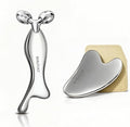 Stainless Steel Face Roller & Gua Sha Tool Facial Massage Roller for Skincare Routine, Face Sculpting & Relaxing Facial Massage with Storage Pouch