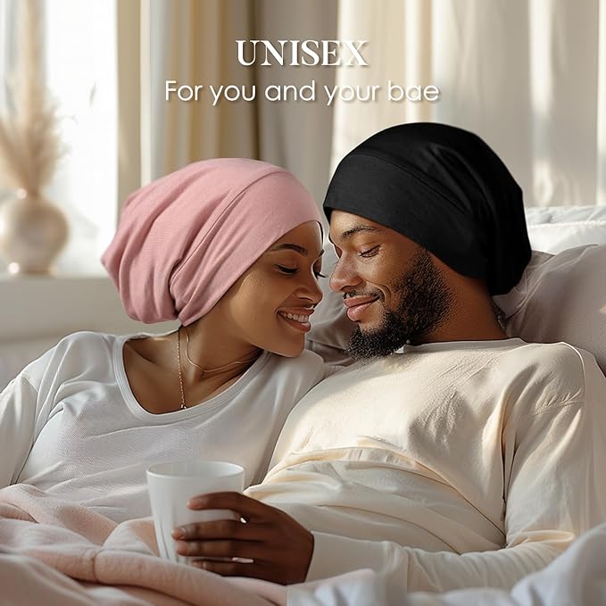 LULUSILK Mulberry Silk Bonnet for Sleeping Women, No More Frizzy Tangled Hair, Stay On All Night Silk Hair Wrap for Sleeping with Adjustable Strap, Silk Sleep Cap for Women and Men, Pink, Pack of 1