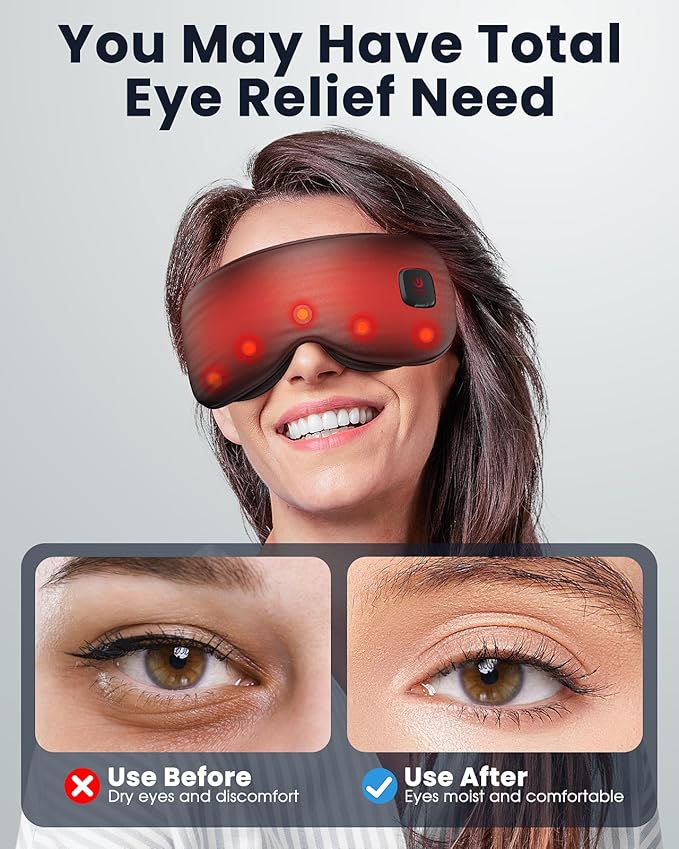 Heated Eye Mask - Cordless Eye Mask for Dry Eyes, Eye Relief, Improved Sleep, Washable Eye Heating pad for Travel and with Replaceable Shell
