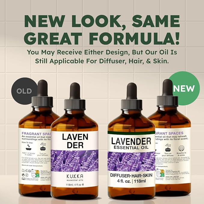 100% Pure Lavender Oil - 4 Fl Oz Lavender Essential Oil for Hair, Skin, Diffuser, Aromatherapy & DIY Soap Making Scent