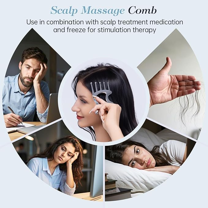 Scalp Massager, 5in1 Hair Scalp Massage Tool for Head Face Body, Protable Scalp Gua Sha Comb for Deep Relaxation and Relieving Pain, Acupressure and Trigger Point Tool for SPA