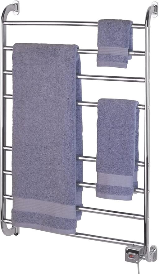 Warmrails Kensington Towel Warmer - Wall Mounted Towel Warmer Rack for Drying Towels and Garments - 39.5-Inch Nickel Finish Frame with 4 Bars - Model HSKS
