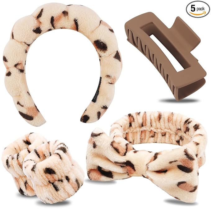 Chanaco Spa Headband, Makeup Headband with Wrist Bands, Hair Accessories for Washing Face and Teen Girl Gifts for Women