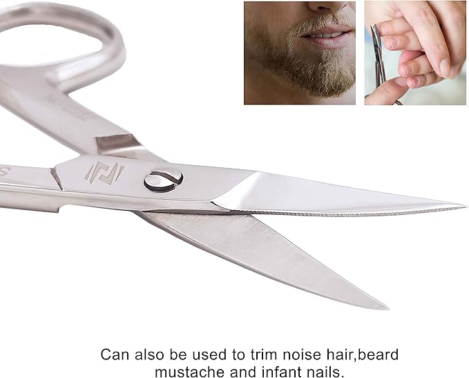 Nail Scissors Curved Micro Serrated Stainless Steel Eyebrow Scissors for Eyelash, Mustache, Beard, Nose Hair – Pedicure, Manicure Scissors for Men and Women