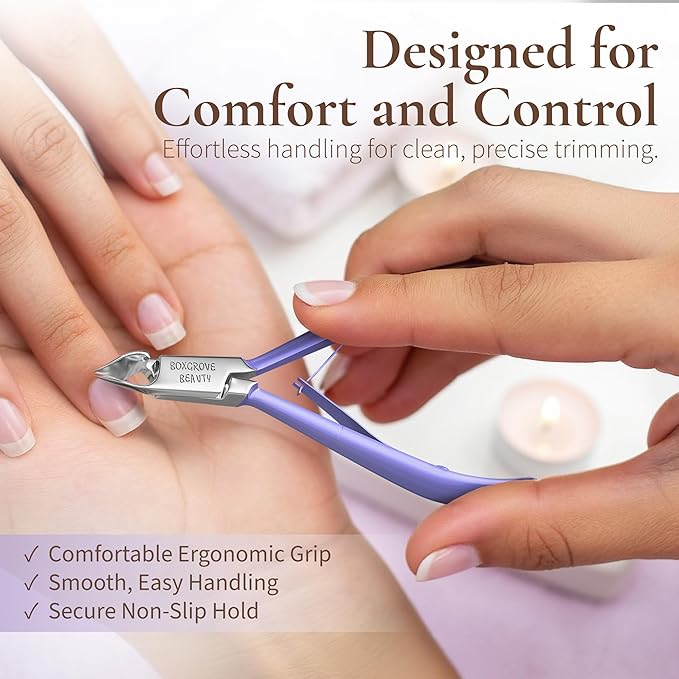 Professional Cuticle Cutter Stainless Steel Cuticle Nippers with Sharp Blades and Double Spring Cuticle Clippers - Nail Cuticle Trimmer Tool for Manicure & Pedicure Beauty at Home/Spa/Saloon Purple