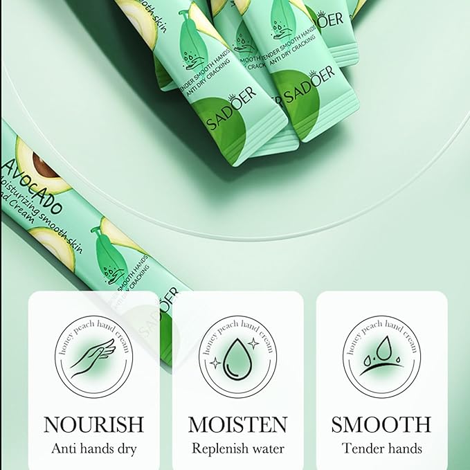 Disposable Avocado Hand Cream for Dry Cracked Hands,Travel Size Mini Hand Lotion - Easy to Carry Moisturizing Mini Hand Cream with Natural Avocado Fragrance, Christmas Gifts for Women (20 Packs,4ml)