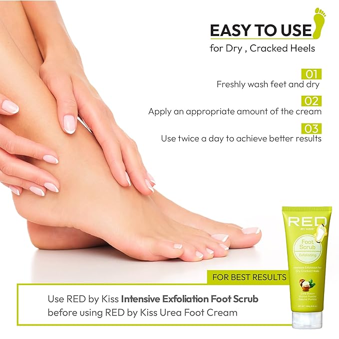 Red by Kiss 25% Urea Foot Cream- Ultra Hydrating Foot Cream with Salicylic Acid for Dry and Cracked Heels, Non-Greasy Formula 4.2 oz