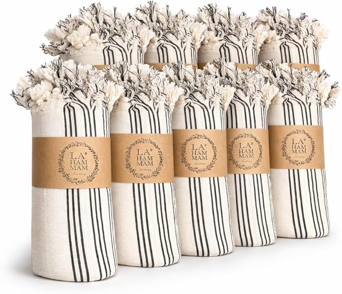 Morrocan Beach Towel | Cotton Blanket Throw, Easy to Carry, Sand Free, Absorbent, Quick Dry, Turkish Towels for Travel Camping Bath Sauna Beach Gym Fitness Pool Yoga SPA by Lahammam, Cordoba 12 PACK