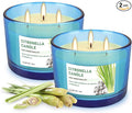 2x14oz Large 3-Wick Outdoor Indoor Citronella Candles, Long Lasting to 30 Hours, Scented Natural Soy Candle for Garden Camping Party Yard Balcony
